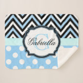 Couverture Sherpa Points Bleus mignons et bandes (Devant (Horizontal))