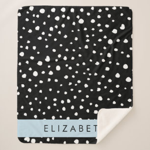 Couverture Sherpa Points dalmatiens, Spots, Noir et Blanc, Votre nom