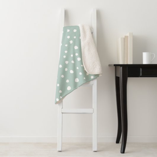Couverture Sherpa Points Dalmatiens verts, Points Dalmatiens, Pots D (En situation)