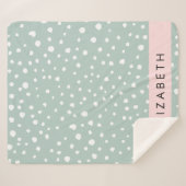 Couverture Sherpa Points Dalmatiens verts, Spots, Votre Nom (Devant (Horizontal))