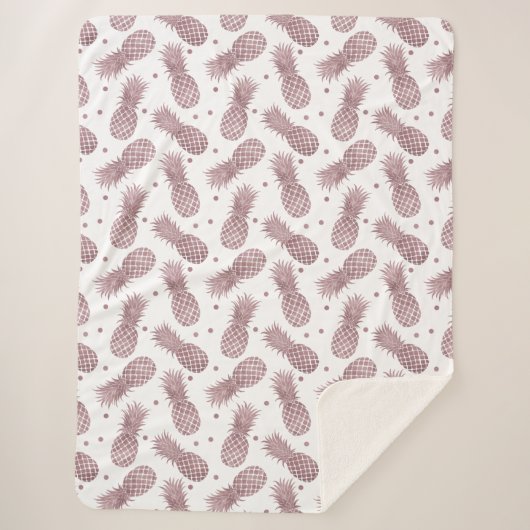 Couverture Sherpa Points d'or rose Ananas (Devant)