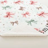 Couverture Sherpa Points et rubans crème de menthe rose (3/4)
