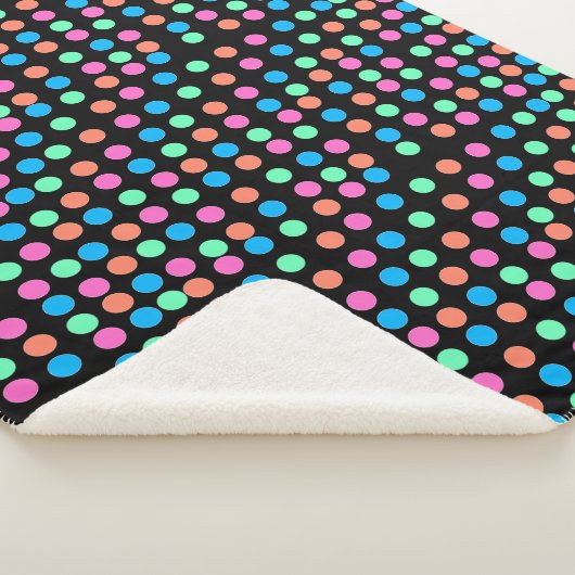 Couverture Sherpa Points Pastel Printemps sur Noir (3/4)