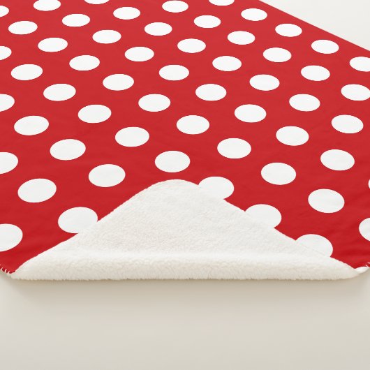 Couverture Sherpa Pois blancs en gras sur rouge (3/4)