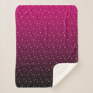 Couverture Sherpa Pois blancs sur pourpre et dégradé noir.