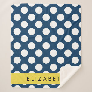 Couverture Sherpa Pois Bleus de la Marine, Motif Pot Polka, Votre No