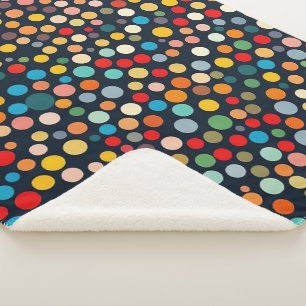 Couverture Sherpa Pois colorés sur Arrière - plan foncé