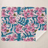 Couverture Sherpa Pois doux et bourdons, rose et bleu (Devant (Horizontal))