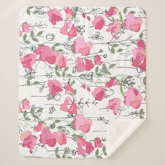 Couverture Sherpa Pois doux : Texture Florale d'été. (Devant)