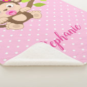 Couverture Sherpa Pois mignon de rose de singe de bébé (3/4)