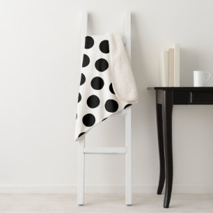 Couverture Sherpa Pois, Motif Polka Dot, noir et blanc