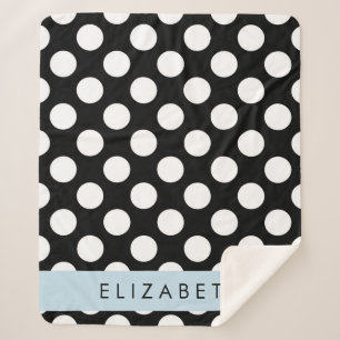 Couverture Sherpa Pois noirs et blancs, pointillés, Votre nom