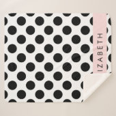 Couverture Sherpa Pois noirs et blancs, pointillés, Votre nom (Devant (Horizontal))