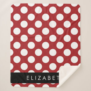 Couverture Sherpa Pois Rouges, Motif Polka Dot, Votre Nom