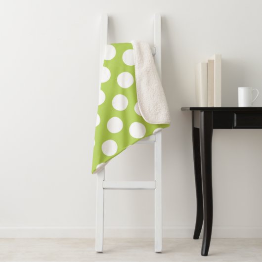 Couverture Sherpa Pois verts, Motif à points Polka, points, pointill (En situation)