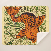 Couverture Sherpa Poisson Antique Carrelage Ancien art (Devant (Horizontal))