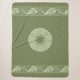 Couverture Sherpa Poisson de Nœud Celtique en Vert
