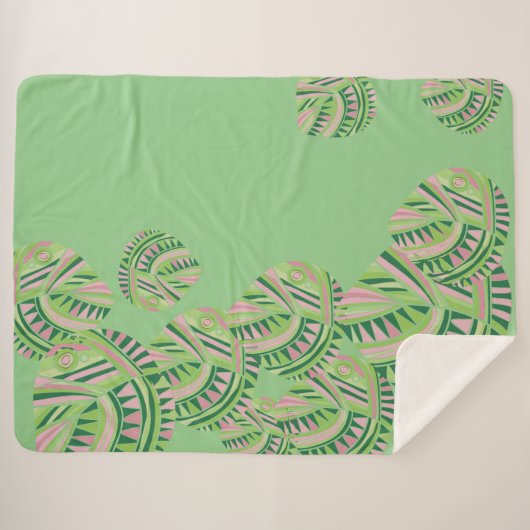 Couverture Sherpa Poisson Feuille Jazz V Mint Dusty Pink 4 (Devant (Horizontal))