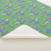 Couverture Sherpa Poissons occupés Vert (3/4)