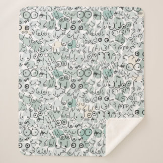 Couverture Sherpa poitrine féministe pastel