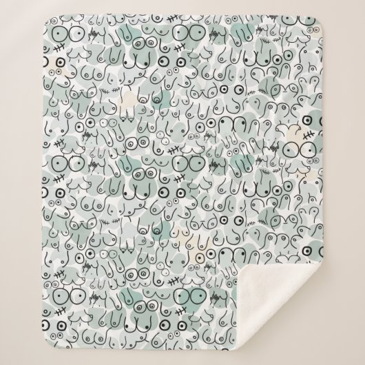 Couverture Sherpa poitrine féministe pastel (Devant)