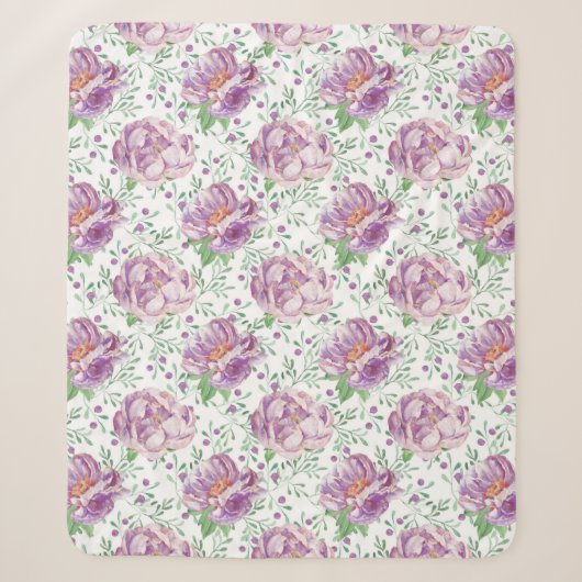 Couverture Sherpa poitrine pourpre aquarelle (Devant)