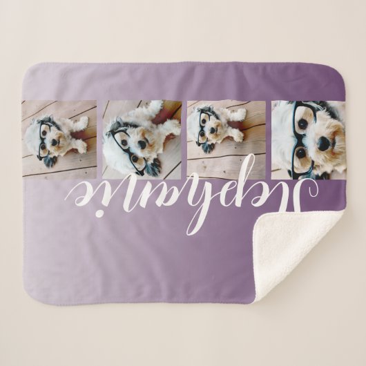 Couverture Sherpa Police manuscrite Ombre 4 Photos — PEUT MODIFIER L (Devant (Horizontal))