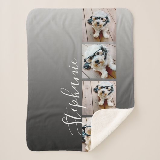 Couverture Sherpa Police manuscrite Ombre 4 Photos — PEUT MODIFIER L (Devant)