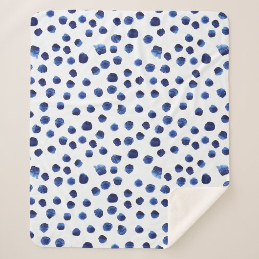 Couverture Sherpa Polka Bleue : Aquarelle Point sans joint. (Devant)