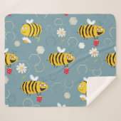 Couverture Sherpa Pollinant Les Abeilles, Flower Garden Scene. (Devant (Horizontal))