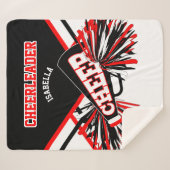 Couverture Sherpa 📣 pom-pom girl - Noir, Blanc et Rouge (Devant (Horizontal))