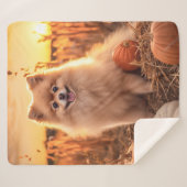 Couverture Sherpa Pomeranian d'automne (Devant (Horizontal))