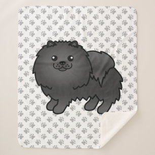 Couverture Sherpa Pomeranian noir Chien de dessin animé mignon & Pat