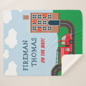 Couverture Sherpa Pompier et Camion d'incendie avec le petit garçon (Devant (Horizontal))