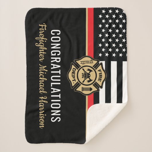 Couverture Sherpa Pompier Fire Academy Red Line Drapeau Graduation (Devant)