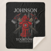 Couverture Sherpa Pompier NOM Fire Department Hydrant USA Drapeau (Devant)