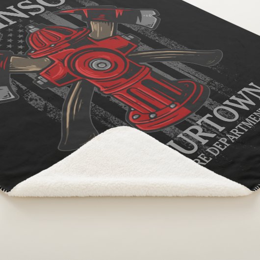 Couverture Sherpa Pompier NOM Fire Department Hydrant USA Drapeau (3/4)