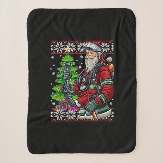 Couverture Sherpa Pompier Père Noël Feu Costume Feu Vilain (Devant)