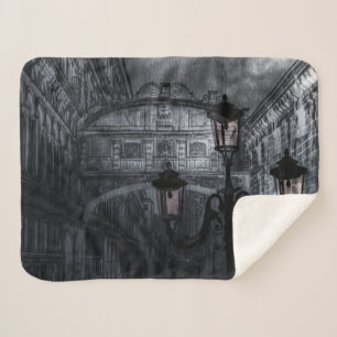 Couverture Sherpa Pont des Soupirs de la Pluie de Venise sombre à la