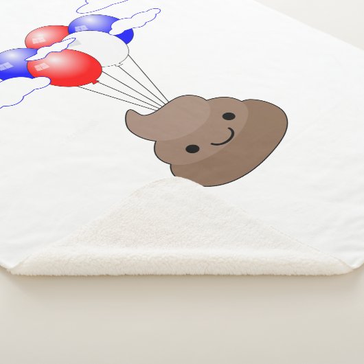 Couverture Sherpa Poo Emoji Voler Avec Ballons (3/4)