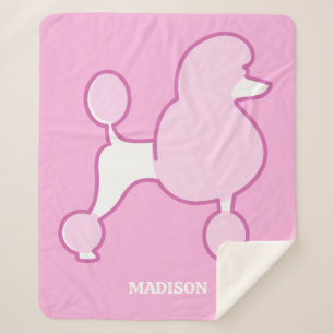 Couverture Sherpa Poodé rose de texte personnalisé