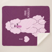 Couverture Sherpa Poodé rose de texte personnalisé (Devant (Horizontal))