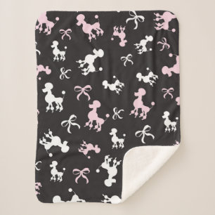 Couverture Sherpa Poodles chics rose et noir