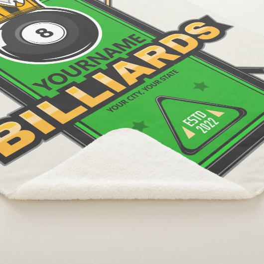 Couverture Sherpa Pool Hall personnalisé NOM 8 Ball Crown Billiards (3/4)