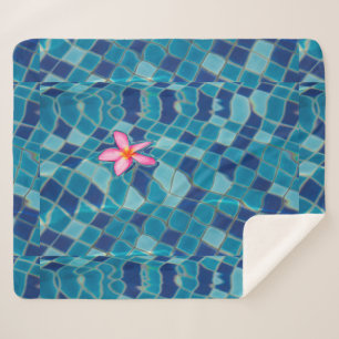 Couverture Sherpa Pool party blues rose fleur flottante couleur pop