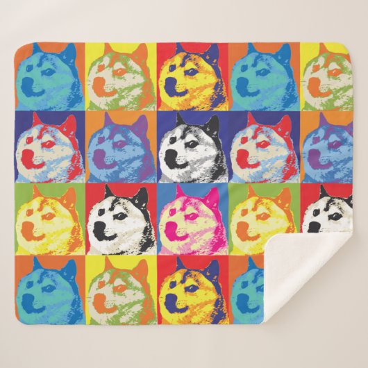 Couverture Sherpa Pop Art Dogecoin (Devant (Horizontal))