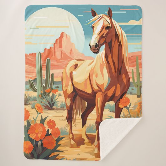 Couverture Sherpa Pop Art Palomino Desert Horse (Devant)