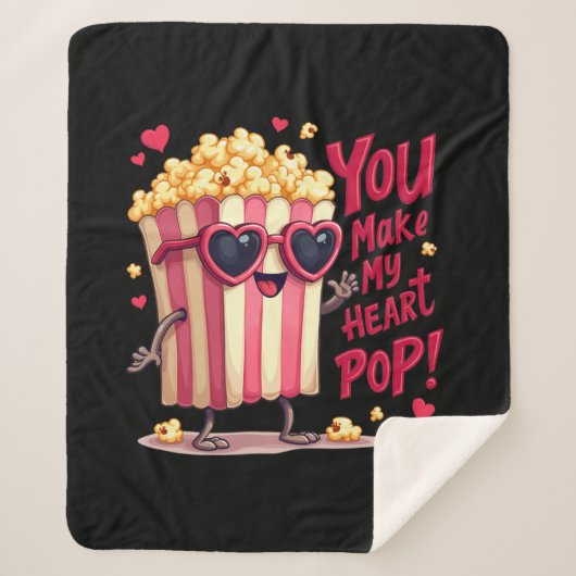 Couverture Sherpa Popcorn Heart Pop Valentine Design (Devant)