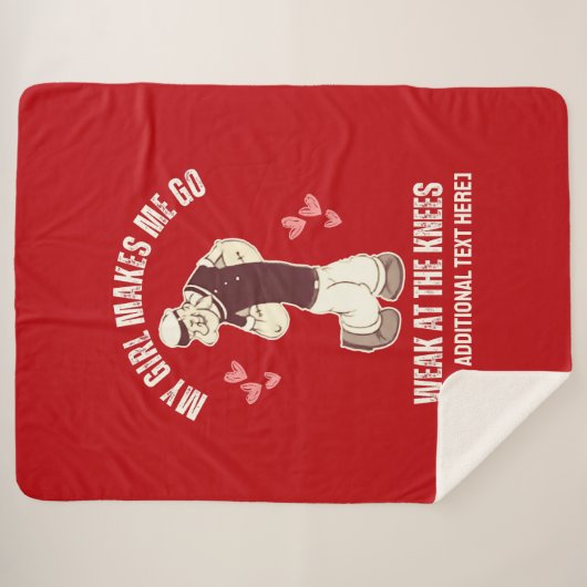 Couverture Sherpa POPEYE Faible À Genoux Fun Valentines Day (Devant (Horizontal))