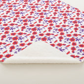 Couverture Sherpa Populaire rouge, violet et blanc floral (3/4)